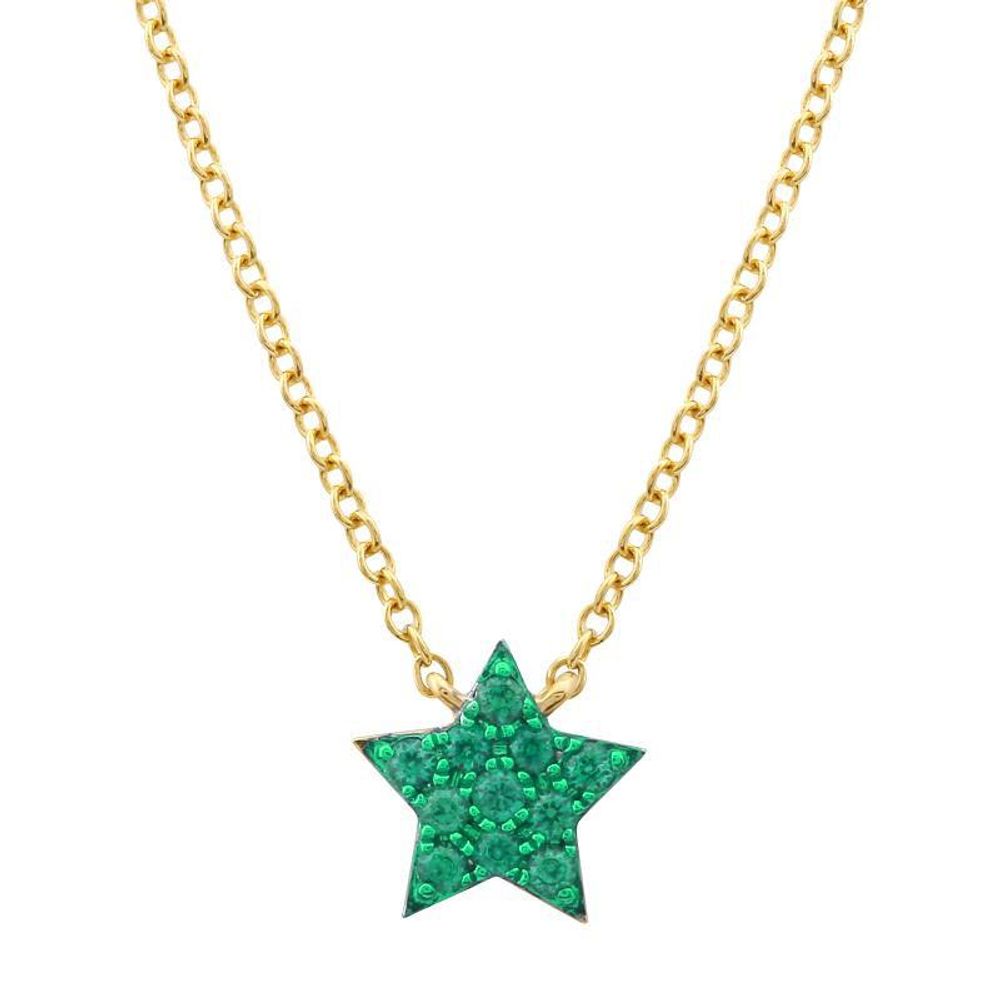 Green Tsavolite Star Necklace 14K