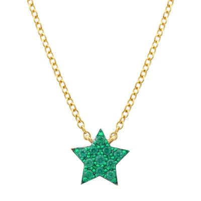 Green Tsavolite Star Necklace 14K