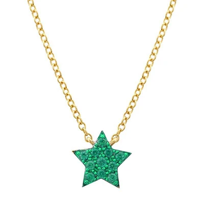 Green Tsavolite Star Necklace 14K