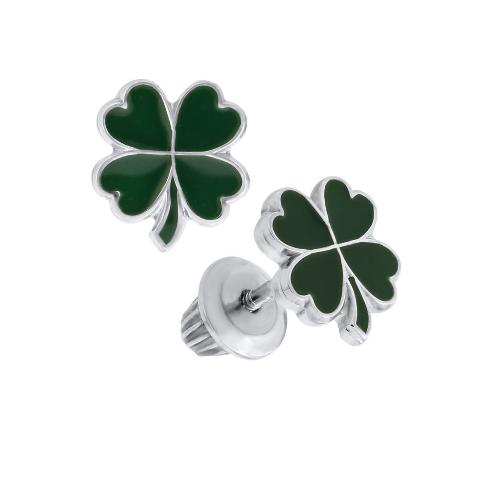 Green Clover Stud Earrings