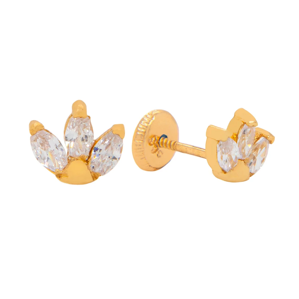 Marquise Zirconia Petal Stud Earrings