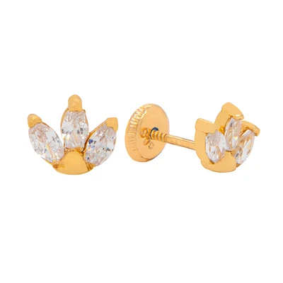 Marquise Zirconia Petal Stud Earrings
