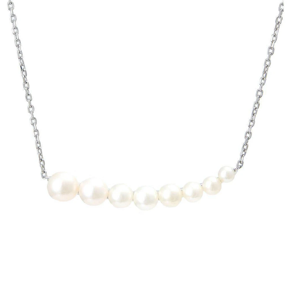 Pearl Bar Silver Necklace
