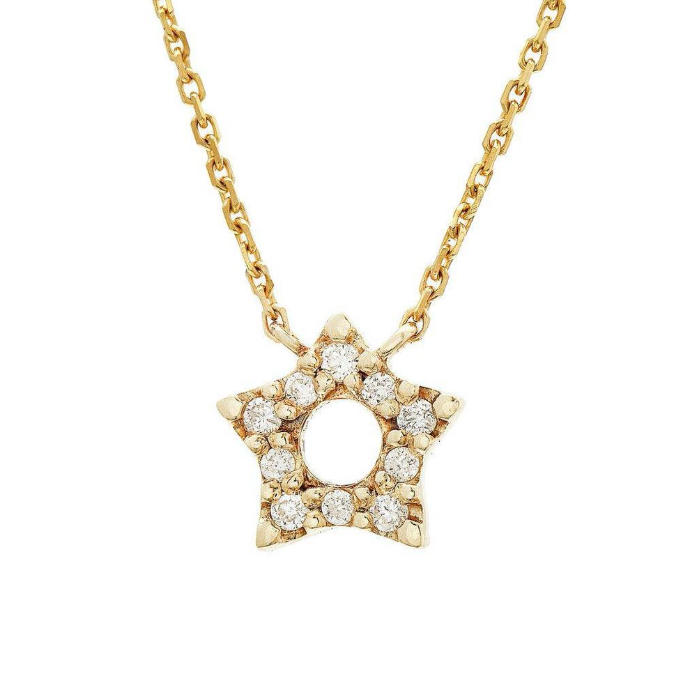 Star Outline Diamond Necklace 14K