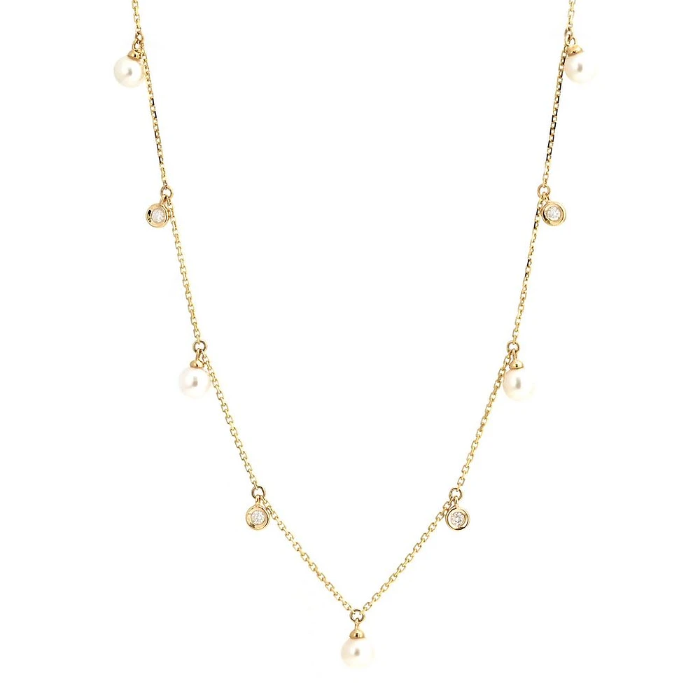 Dancing Pearls and Diamonds Necklace
