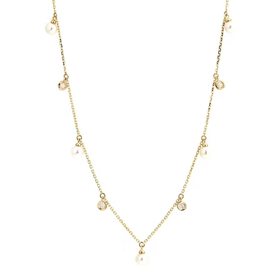 Dancing Pearls and Diamonds Necklace