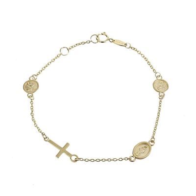 14K Virgin, Angel and Cross Bracelet