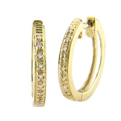 Diamond 14K Huggie Earrings