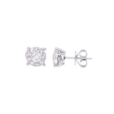 .50ct Illusion Diamond Stud Earrings 14KW