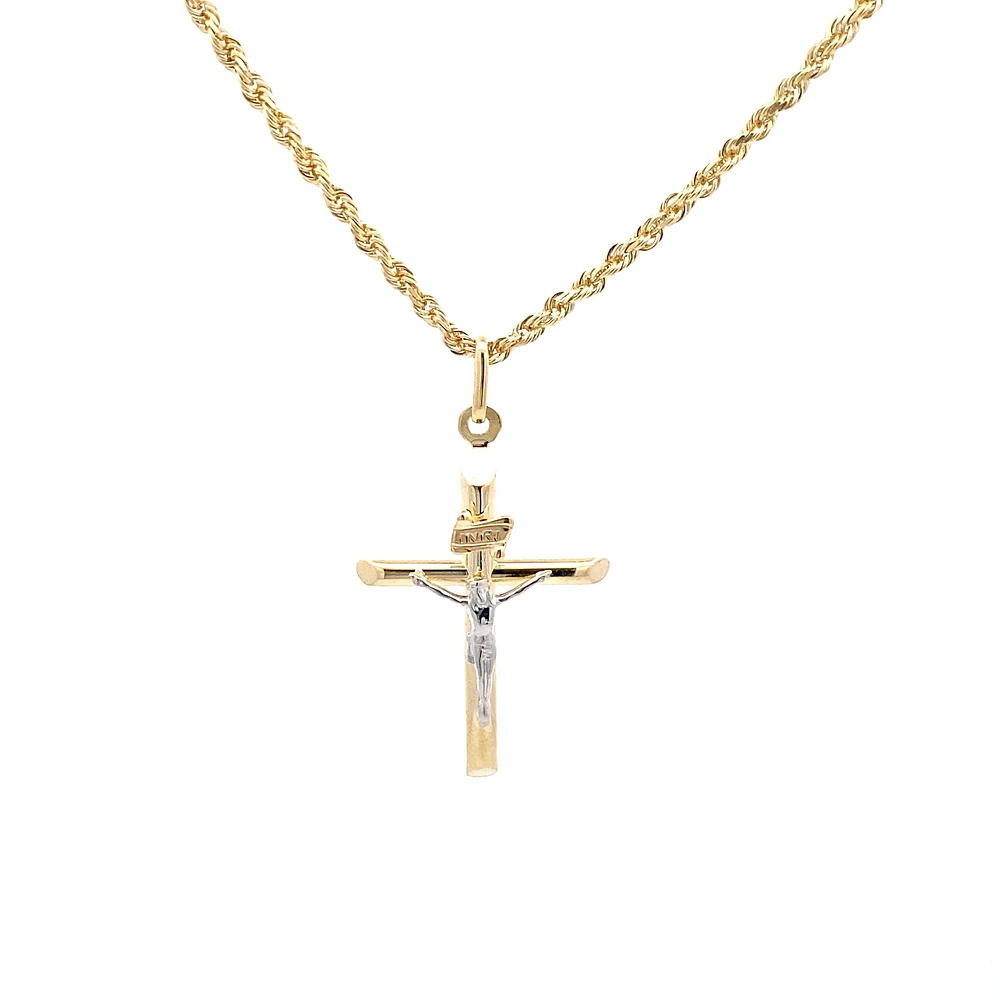 Two Tone Crucifix 30MM Pendant