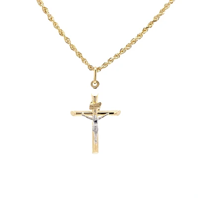 Two Tone Crucifix 30MM Pendant