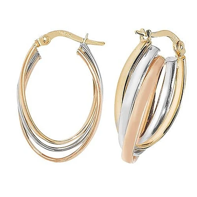 Tri Gold 23MM Oval Earrings