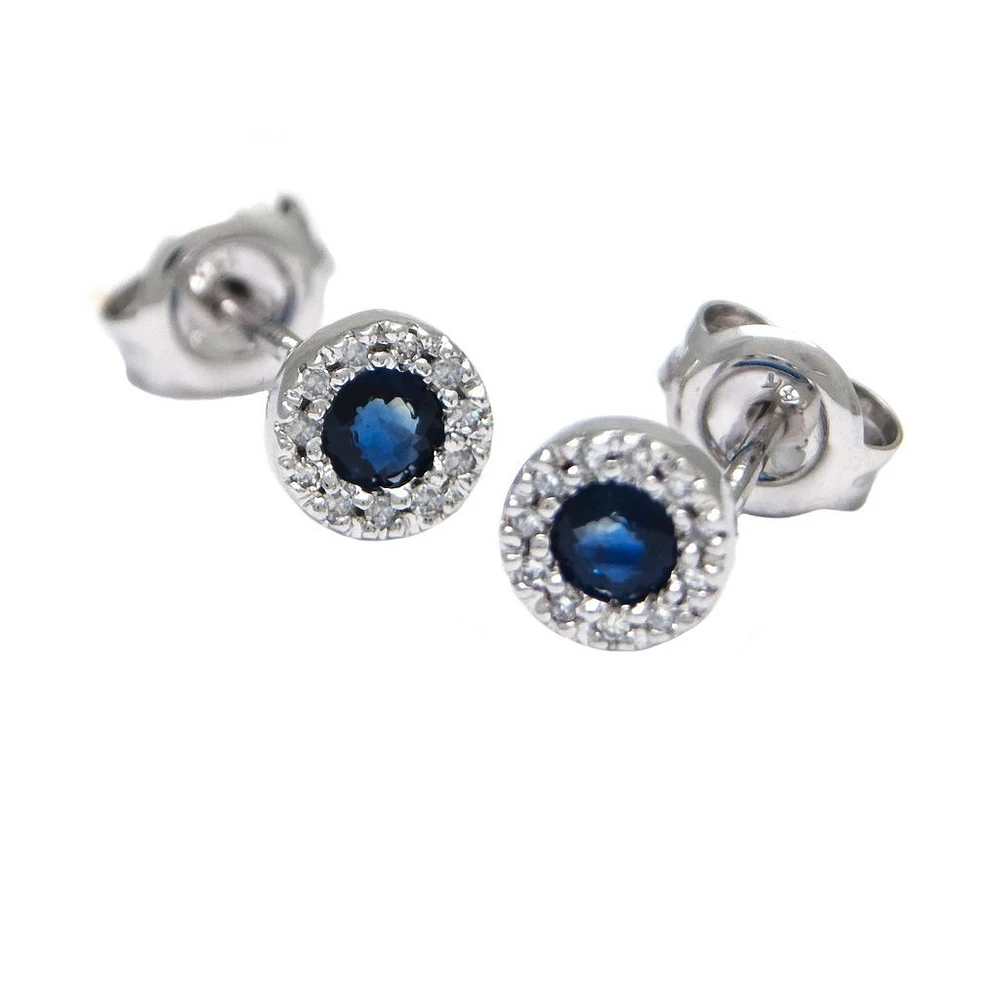 Sapphire and Diamond Gold Stud Earrings