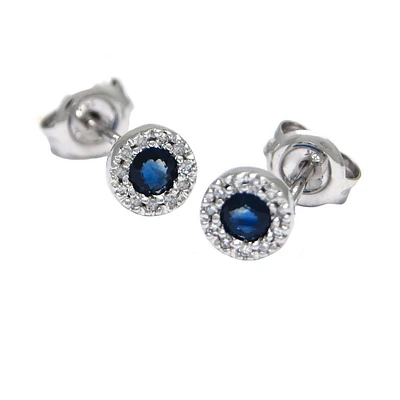 Sapphire and Diamond Gold Stud Earrings