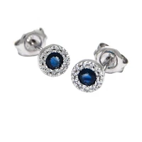 Sapphire and Diamond Gold Stud Earrings