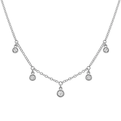 Five Diamond Dangles Necklace 14KW