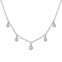 Five Diamond Dangles Necklace 14KW