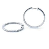 Kury Flat Diamond Hoop Earrings 2x31MM