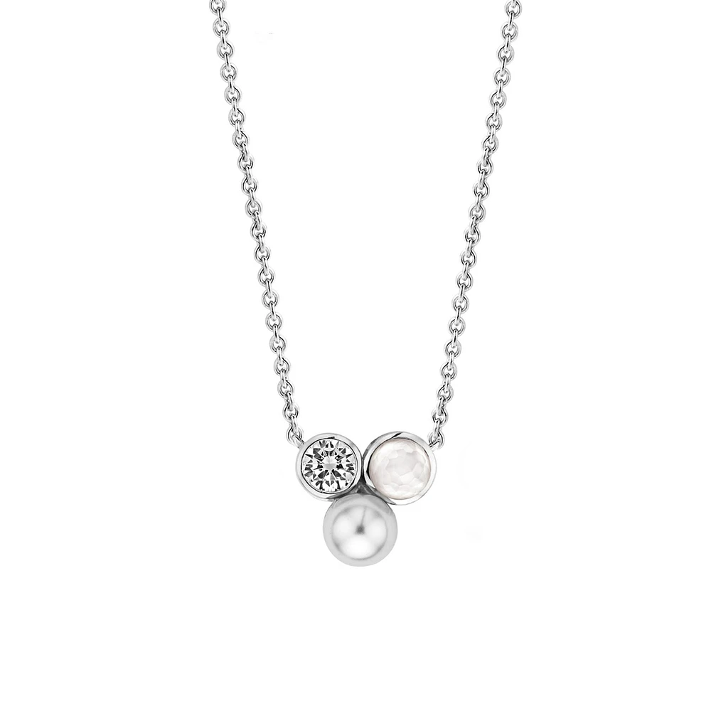 White Pearl Trio Necklace