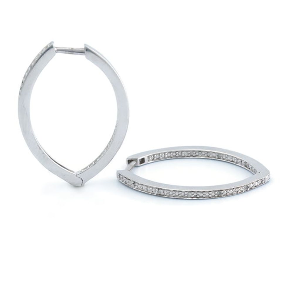 Silver Diamond Hoops