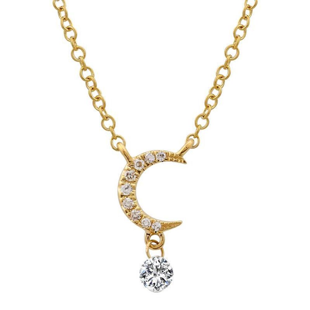 Moon Dangle Diamond Necklace