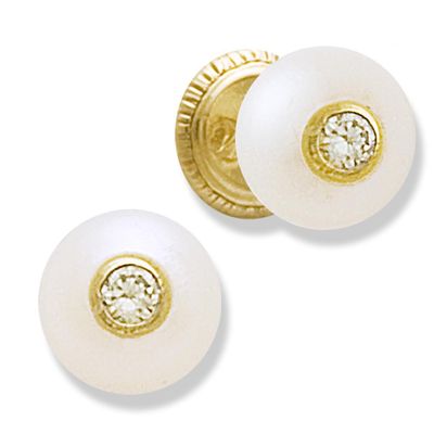 8mm Pearl and Zirconia Stud Earrings