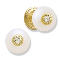 8mm Pearl and Zirconia Stud Earrings