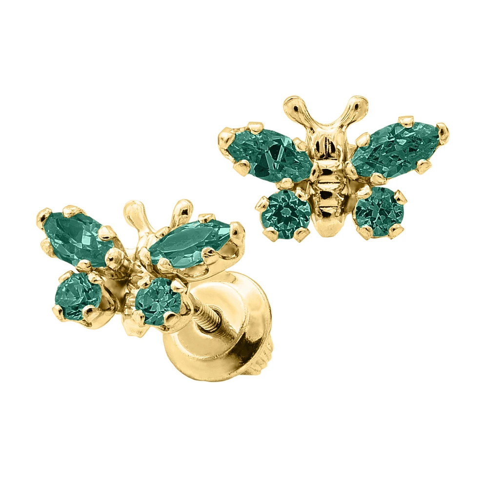 Birthstone Butterfly Kids Stud Earrings