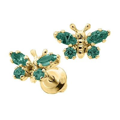 Birthstone Butterfly Kids Stud Earrings