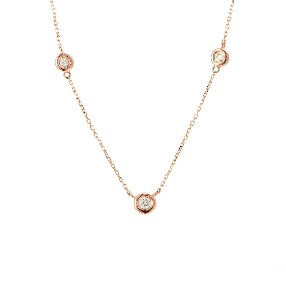 Bezel Set Diamond Rose Necklace