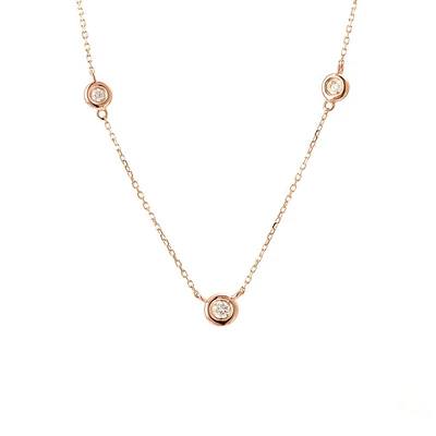 Bezel Set Diamond Rose Necklace