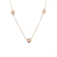 Bezel Set Diamond Rose Necklace
