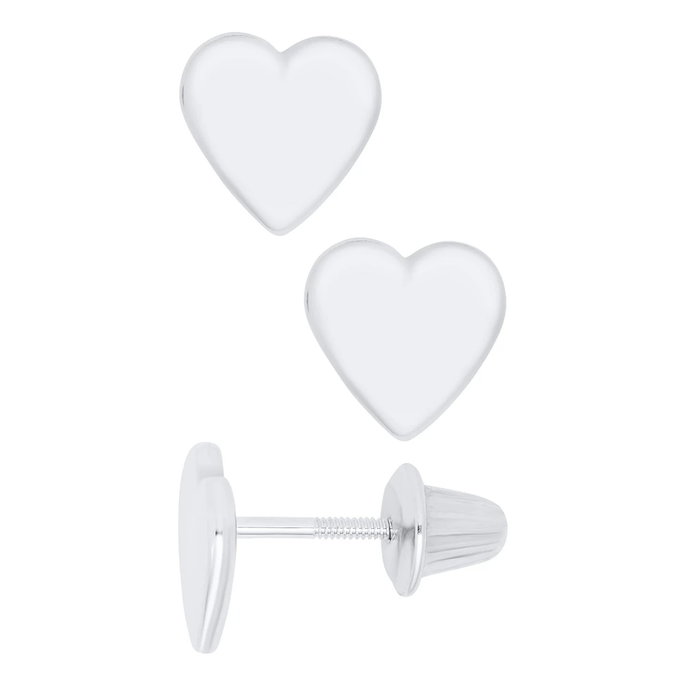 White Gold Heart Kids Stud Earrings