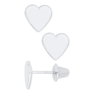 White Gold Heart Kids Stud Earrings