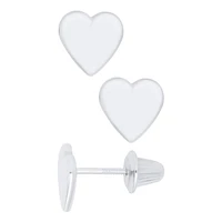 White Gold Heart Kids Stud Earrings