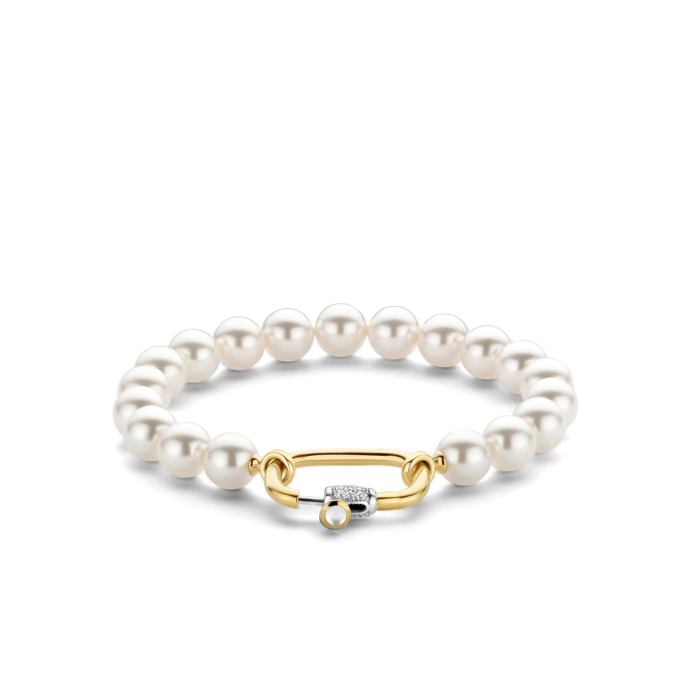 Pearl Bead Oval Clasp Bracelet