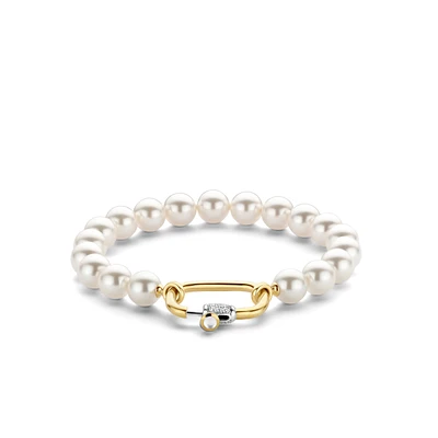 Pearl Bead Oval Clasp Bracelet