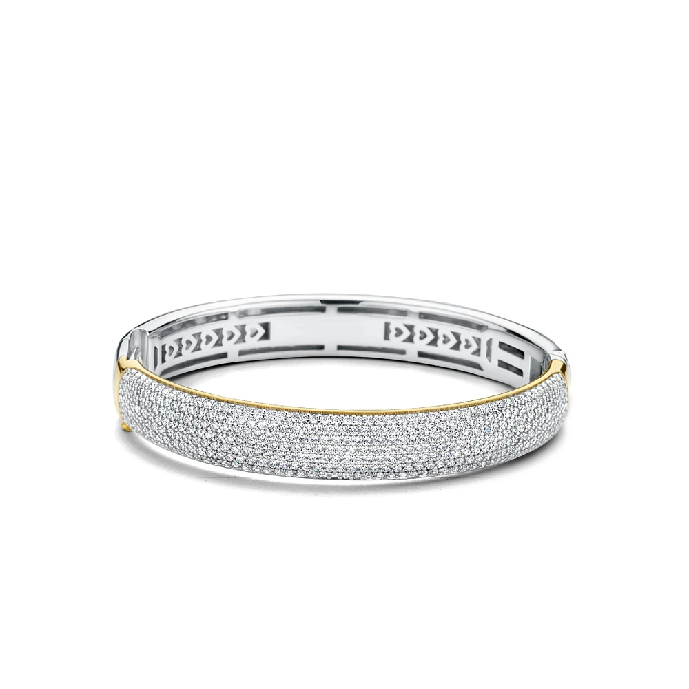 Classic Pave Two Tone Bangle Bracelet