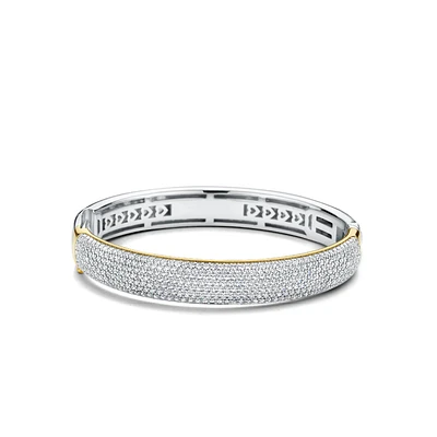 Classic Pave Two Tone Bangle Bracelet