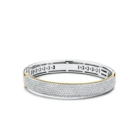 Classic Pave Two Tone Bangle Bracelet