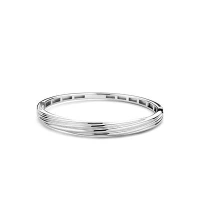 Wave Silver Bangle Bracelet