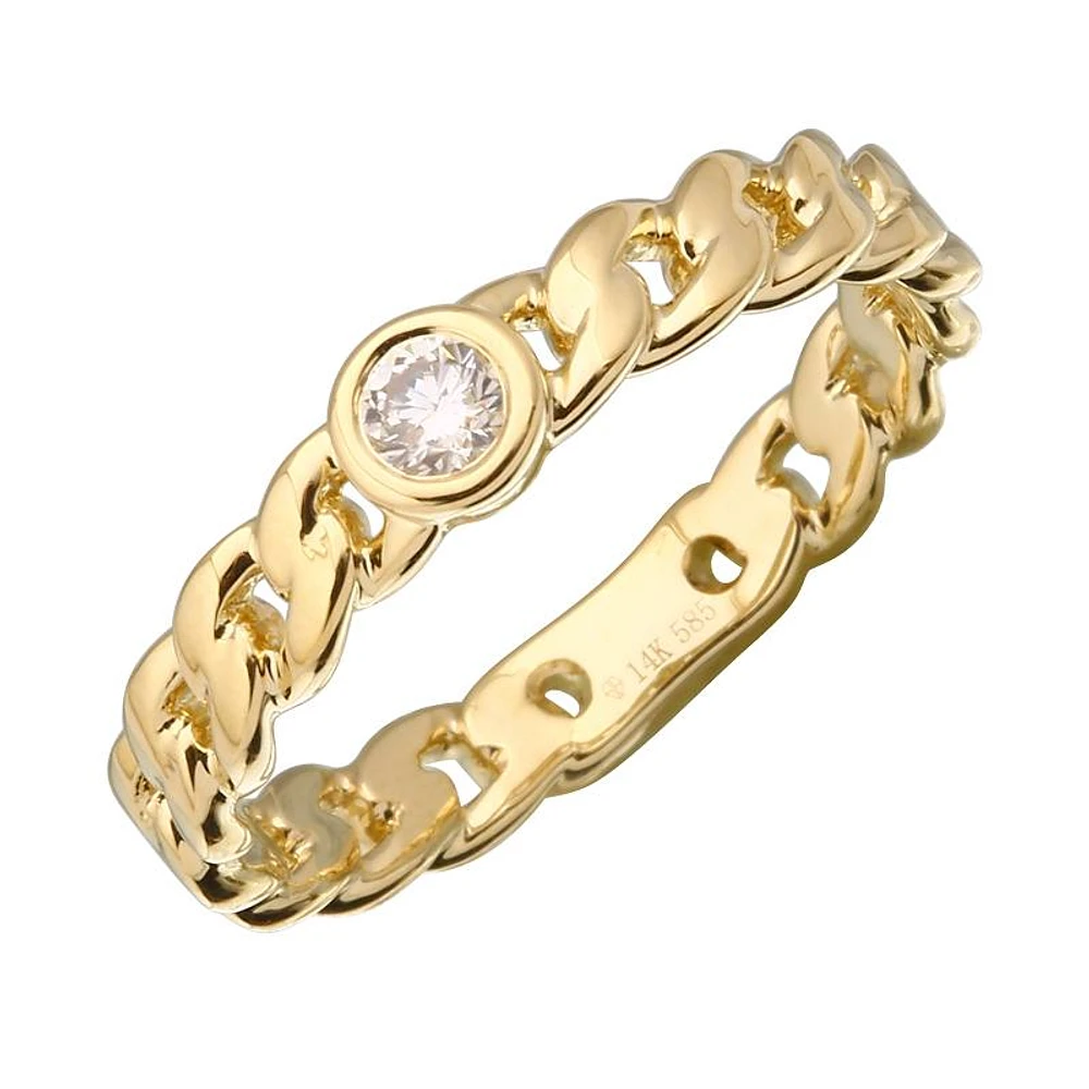 Curb Link One Diamond Ring
