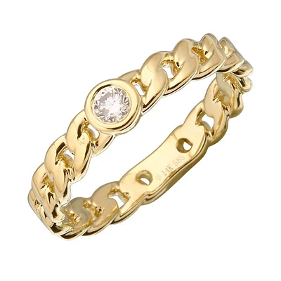 Curb Link One Diamond Ring