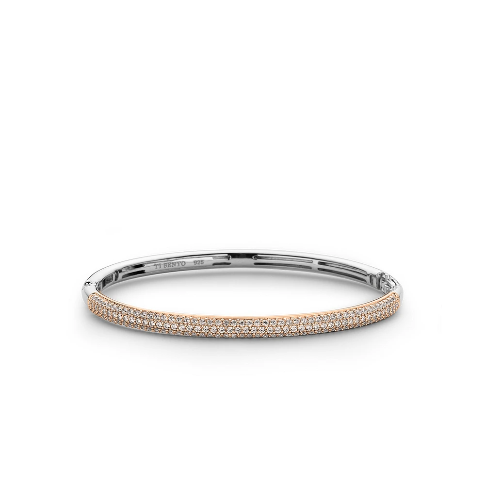 Pave Sparkle Rose Bangle Bracelet