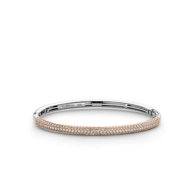 Pave Sparkle Rose Bangle Bracelet