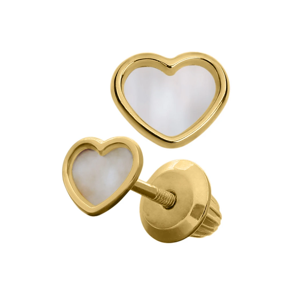 Heart Mother Pearl Kids Stud Earrings
