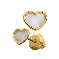 Heart Mother Pearl Kids Stud Earrings