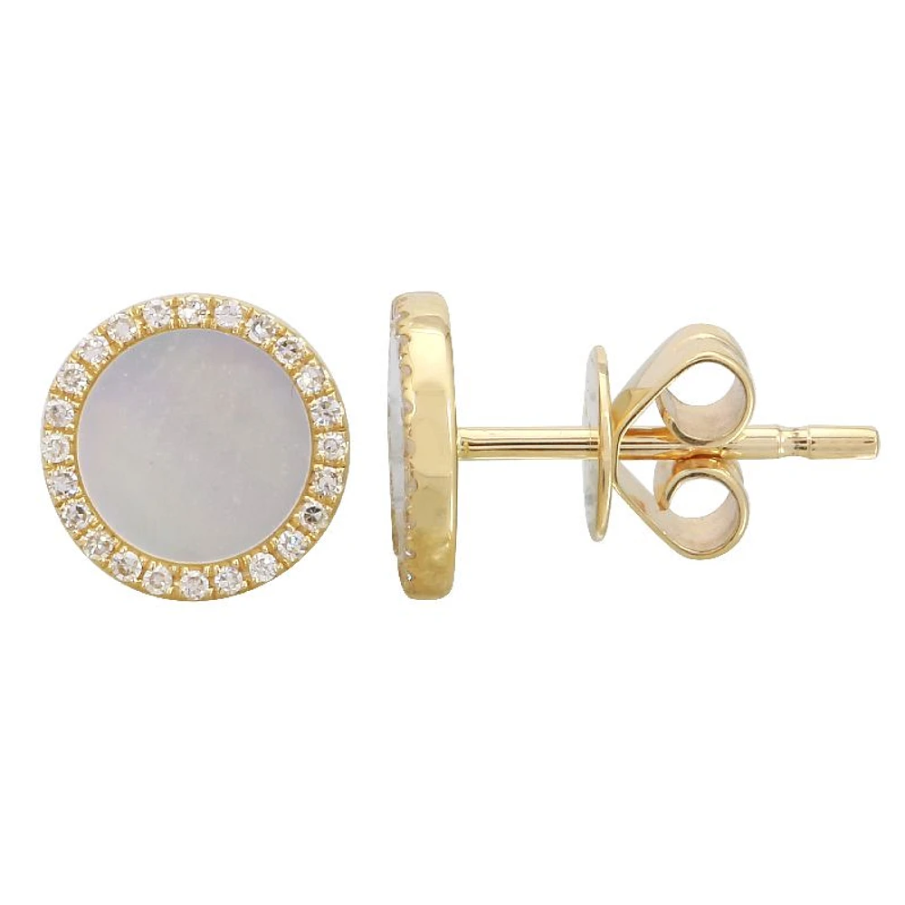 Mother Pearl Diamond Circle Earrings