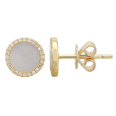 Mother Pearl Diamond Circle Earrings