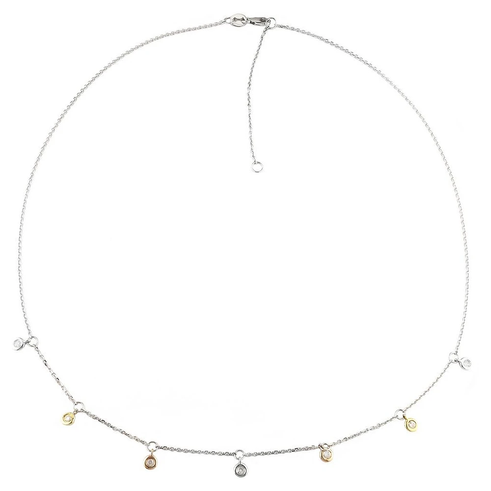Bezel Dancing Diamonds Tri Color Necklace